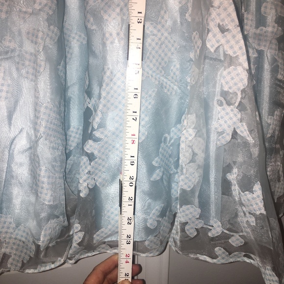 Light Blue Floral Accent Flare Skirt - Picture 4 of 11